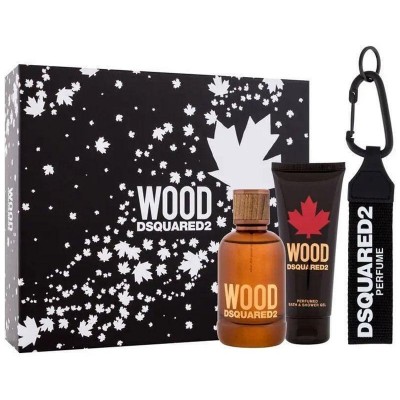 DSQUARED2 Wood Pour Homme SET: EDT 100ml + shower gel 100ml + keyring